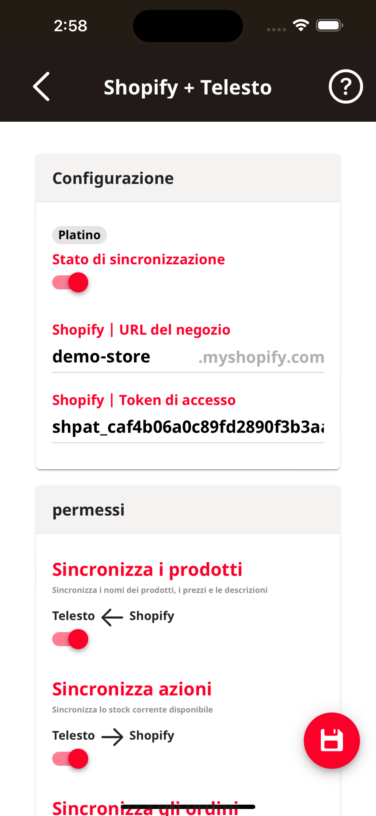 Gestione delle Scorte | Integrazione con Shopify